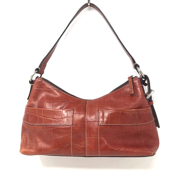 VTG Fossil Leather Shoulder Bag Faux Crocodile Siena Crescent Hobo #75082 - Picture 3 of 15